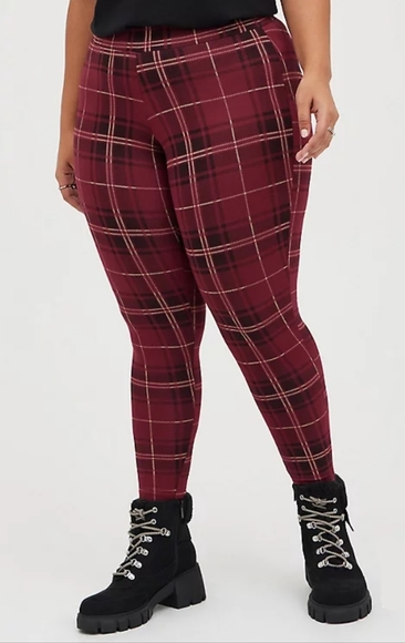 Torrid Burgandy Plaid Premium Leggings - Picture 3 of 4